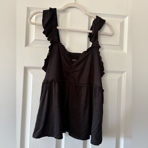 torrid Black Ruffle Strap Tank Top